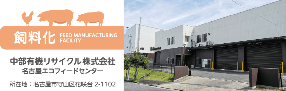 肥料化　中部有機リサイクル株式会社　名古屋エコフィードセンター 　所在地：名古屋市守山区花咲台 2-1102