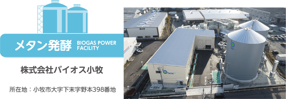 メタン発酵　株式会社バイオス小牧　所在地：小牧市大字下未宇野本398番地